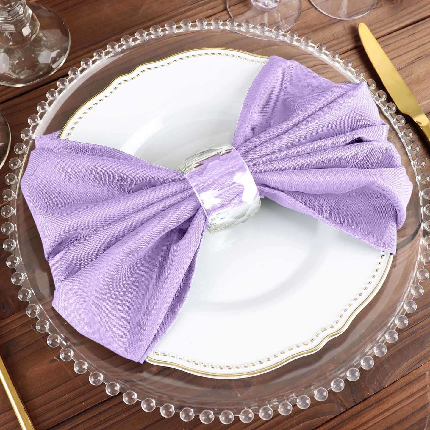 5 Pack Polyester 20"x20" Napkins Lavender Lilac - Wrinkle Resistant & Easy Care Cloth Napkins