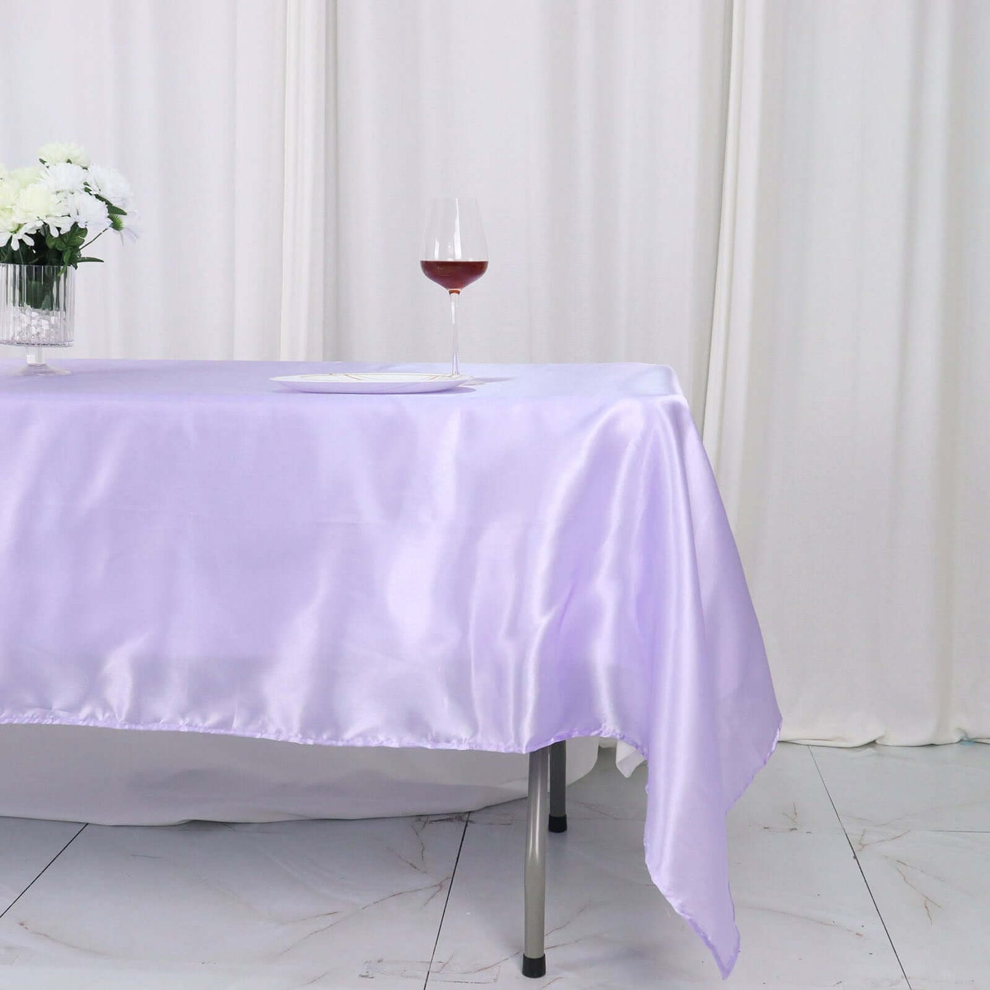 Satin Rectangular 60"x102" Tablecloth Lavender Lilac - Smooth and Lustrous Table Cover