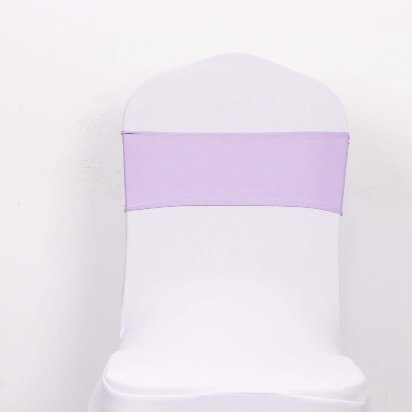 5 Pack Stretch Spandex Chair Sashes Lavender Lilac - Reusable Chair Bands with Silver Diamond Ring Slide Buckle 5"x14"