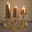 Set of 3 Candle Holder Stands Gold Mercury Glass Pillar Design - Stylish Votive Centerpieces for Tables & Decor 7", 8", 10"