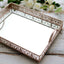 Metal Mirrored Rectangle Serving Tray 16"x12" in Rose Gold Fleur De Lis Design with Handles, French Inspired Decorative Vanity Tray Centerpiece