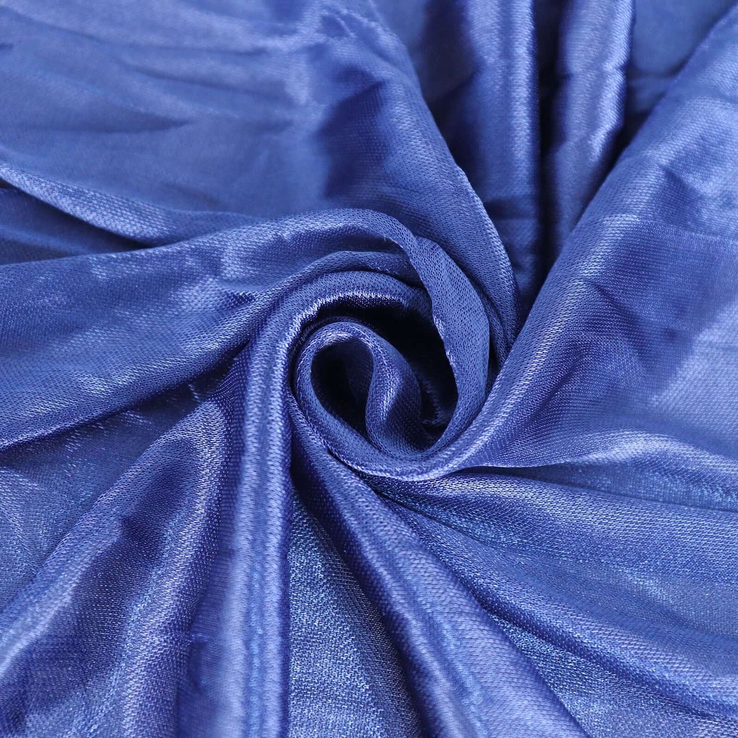 Satin 14ft Table Skirt Navy Blue - Pleated Double Drape Table Cover