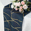 Polyester 9ft Table Runner Navy Blue with Gold Foil Modern Geometric Accent