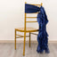 5 Pack Chiffon Satin Chair Sashes Navy Blue - Easy to Install Ruffled Curly Willow
