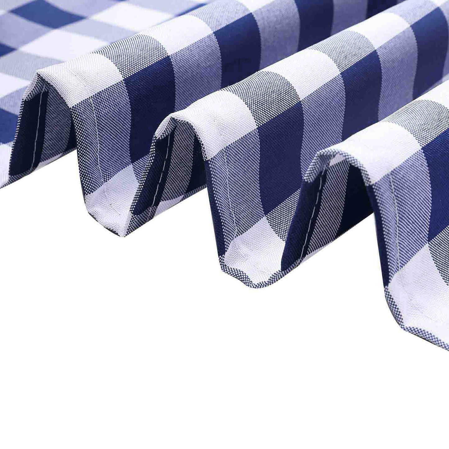 5 Pack Polyester 15"x15" Napkins Navy Blue/White Buffalo Plaid Gingham Style Cloth Napkins