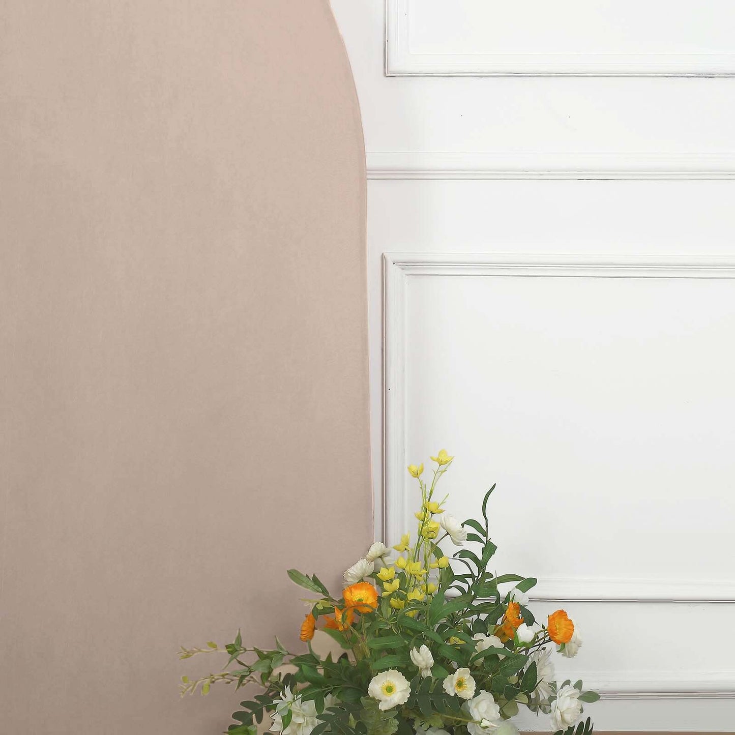 7ft Matte Nude Spandex Half Moon Chiara Backdrop Stand Cover, Custom Fitted Wedding Arch Cover