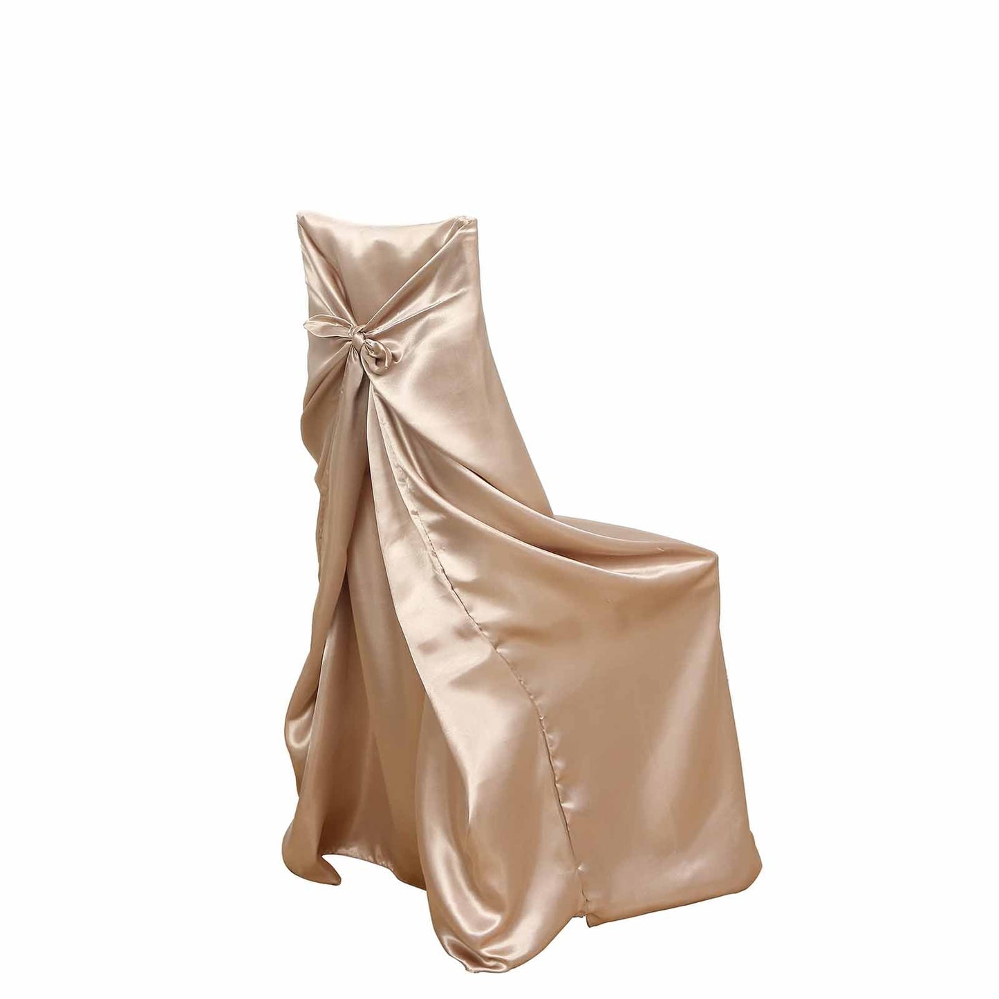 Satin Chair Cover Self-Tie Universal Design Nude - Durable Slip-On Cover for Folding, Dining, Banquet & Standard Chairs
