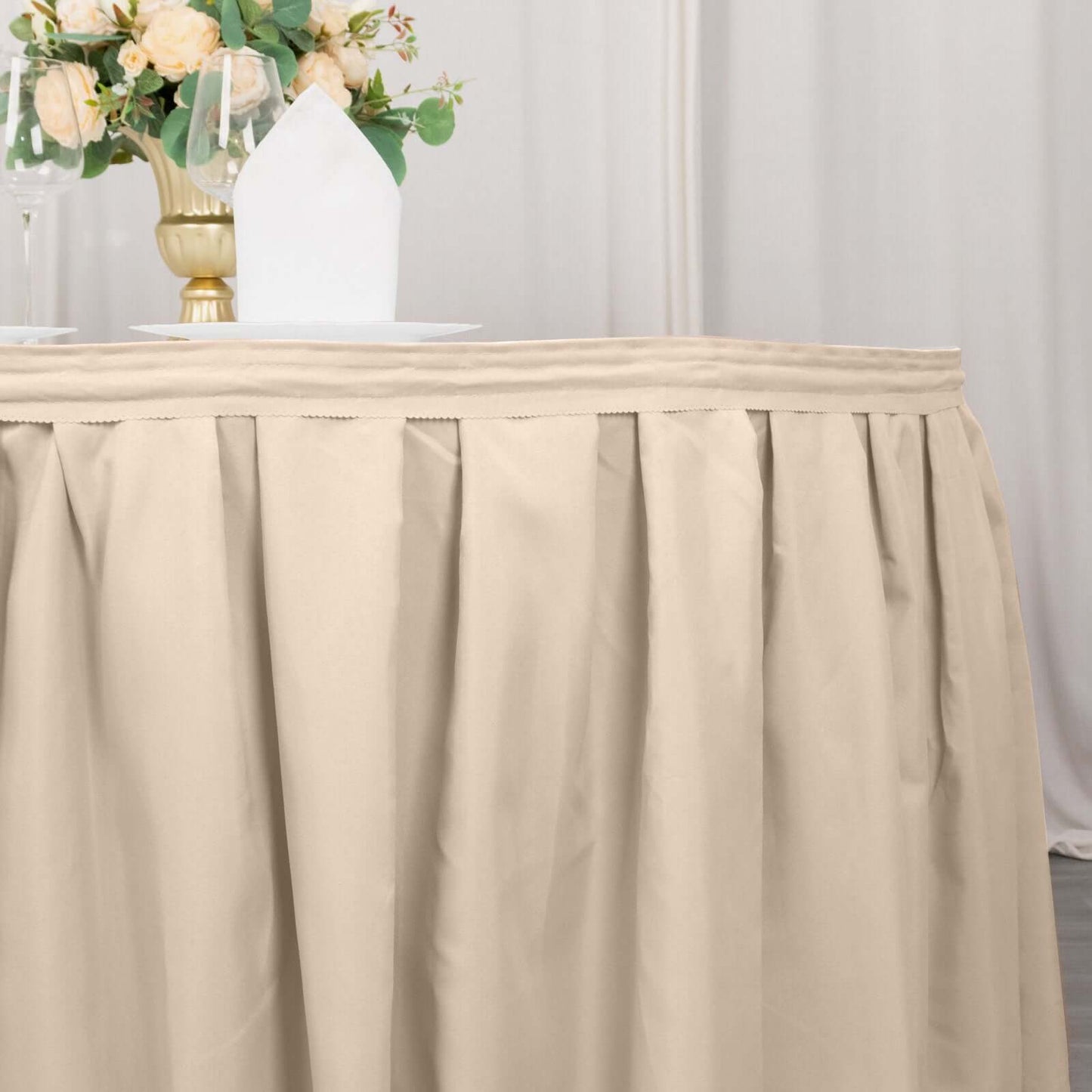Polyester 21ft Table Skirt Nude - Classic Pleated Design
