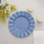 10-Pack Plastic 9" Round Dinner Plates in Ocean Blue Ruffled Rim with Gold Edging - Sturdy Disposable Dinnerware