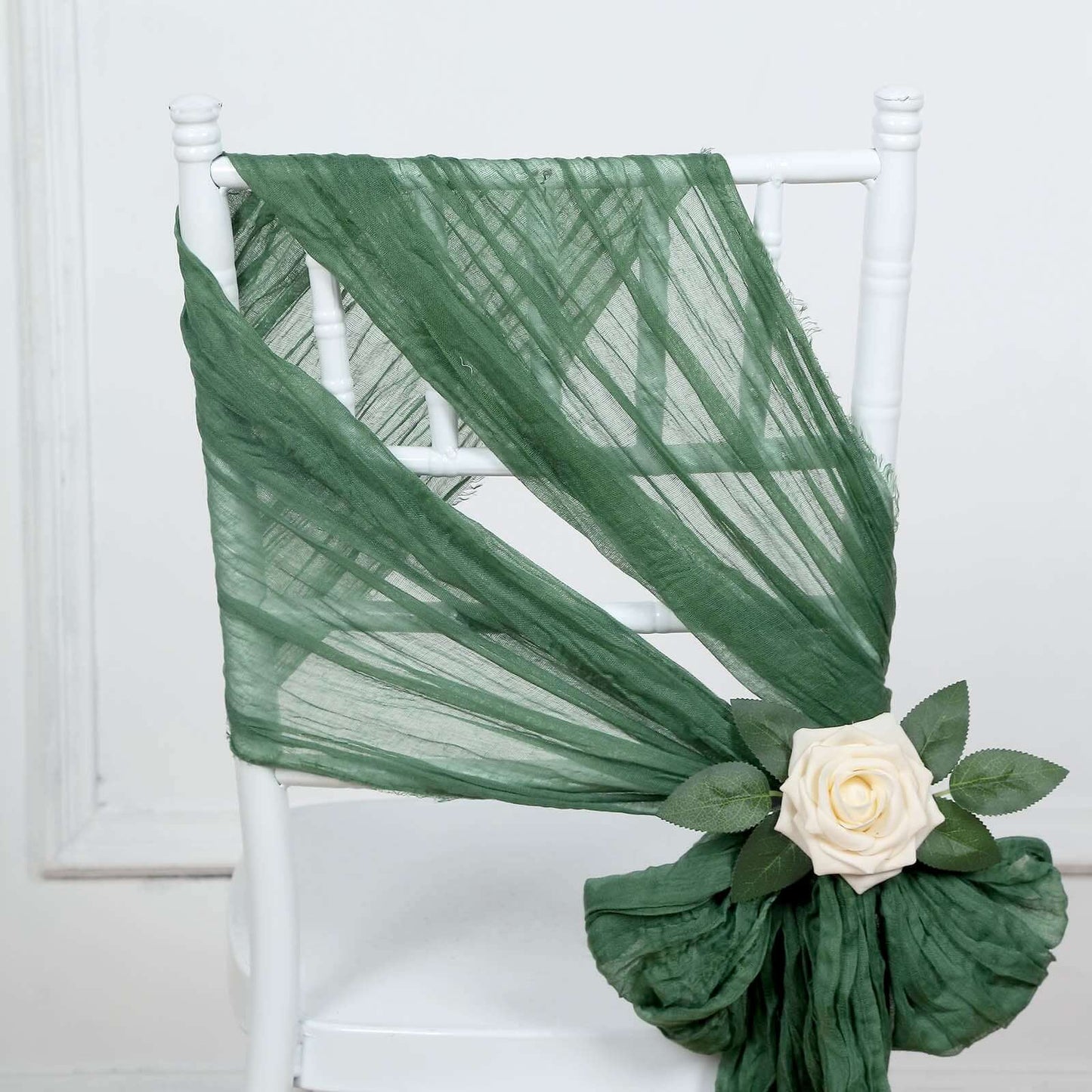 5 Pack Cheesecloth Gauze 16"x88" Chair Sashes Olive Green - Boho Chair Decorations