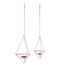 Set of 2 Hanging Tealight Candle Holders Rose Gold Metal Diamond Geometric Open Frame - Flower Terrariums 12", 15"