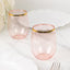 12-Pack Plastic Wine Tumblers Transparent Blush with Gold Rim - Reusable Drinkware 12oz
