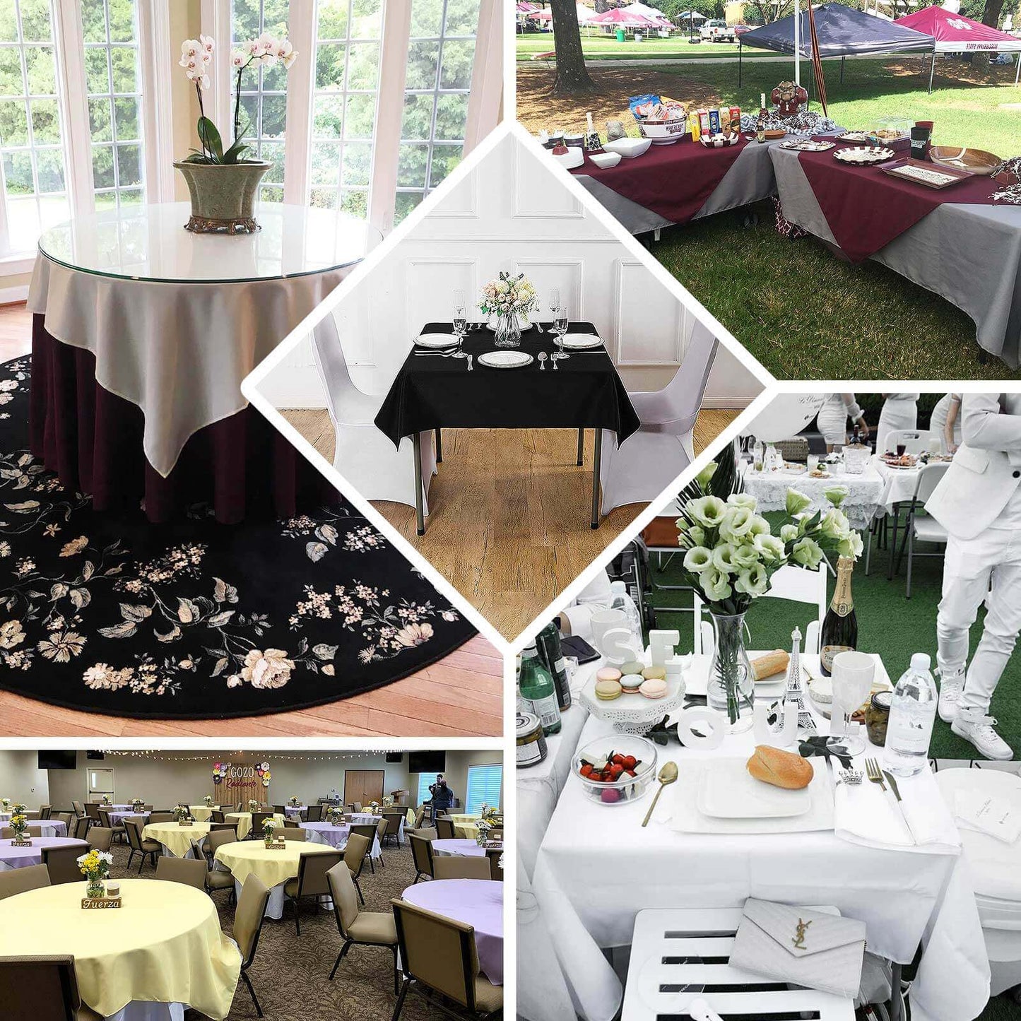 Premium Polyester 54"x54" Square Tablecloth Pink - Stain and Wrinkle-Resistant 220GSM Table Cover