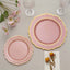 10-Pack Plastic 10" Round Dinner Plates in Dusty Rose with Gold Scalloped Rim - Disposable Party Plates