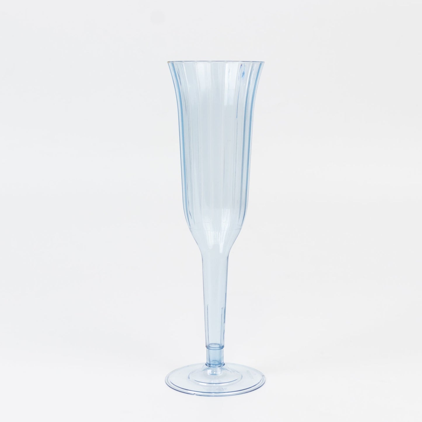 24-Pack Plastic Champagne Flutes Transparent Dusty Blue Flared Design - Lightweight Disposable Toasting Glasses 6oz