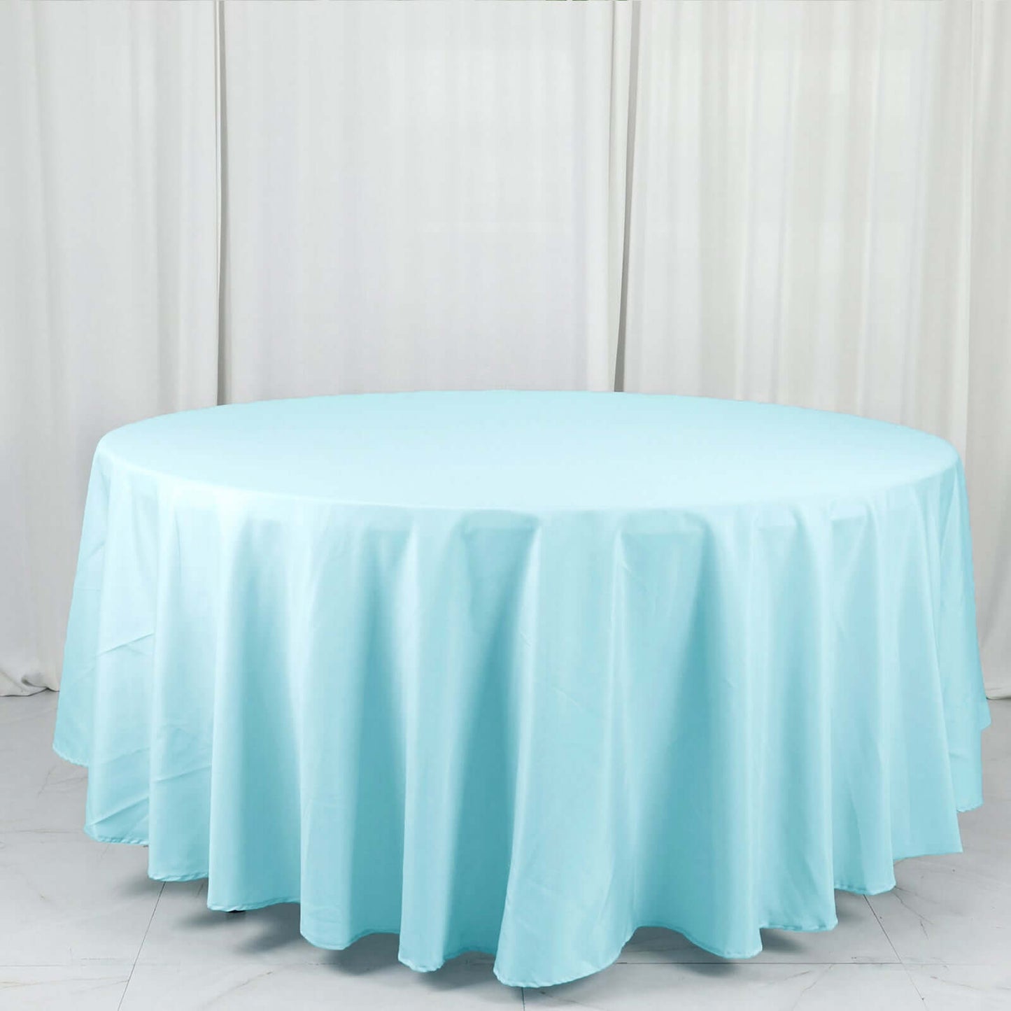 Polyester 108" Round Tablecloth Light Blue - Wrinkle-Resistant Table Cover
