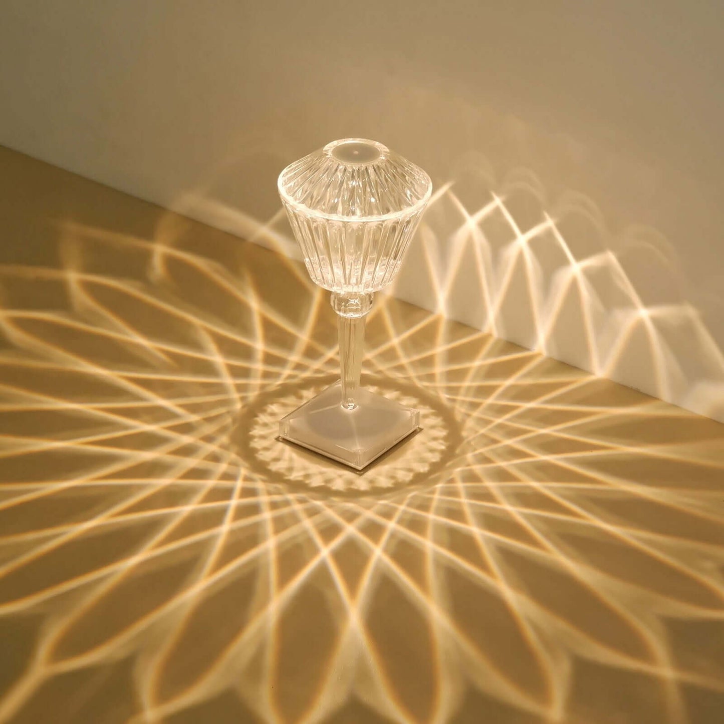 LED Acrylic Table Lamp Prism Design Color Changing - Rechargeable Cordless Touch Control Accent Light 10"