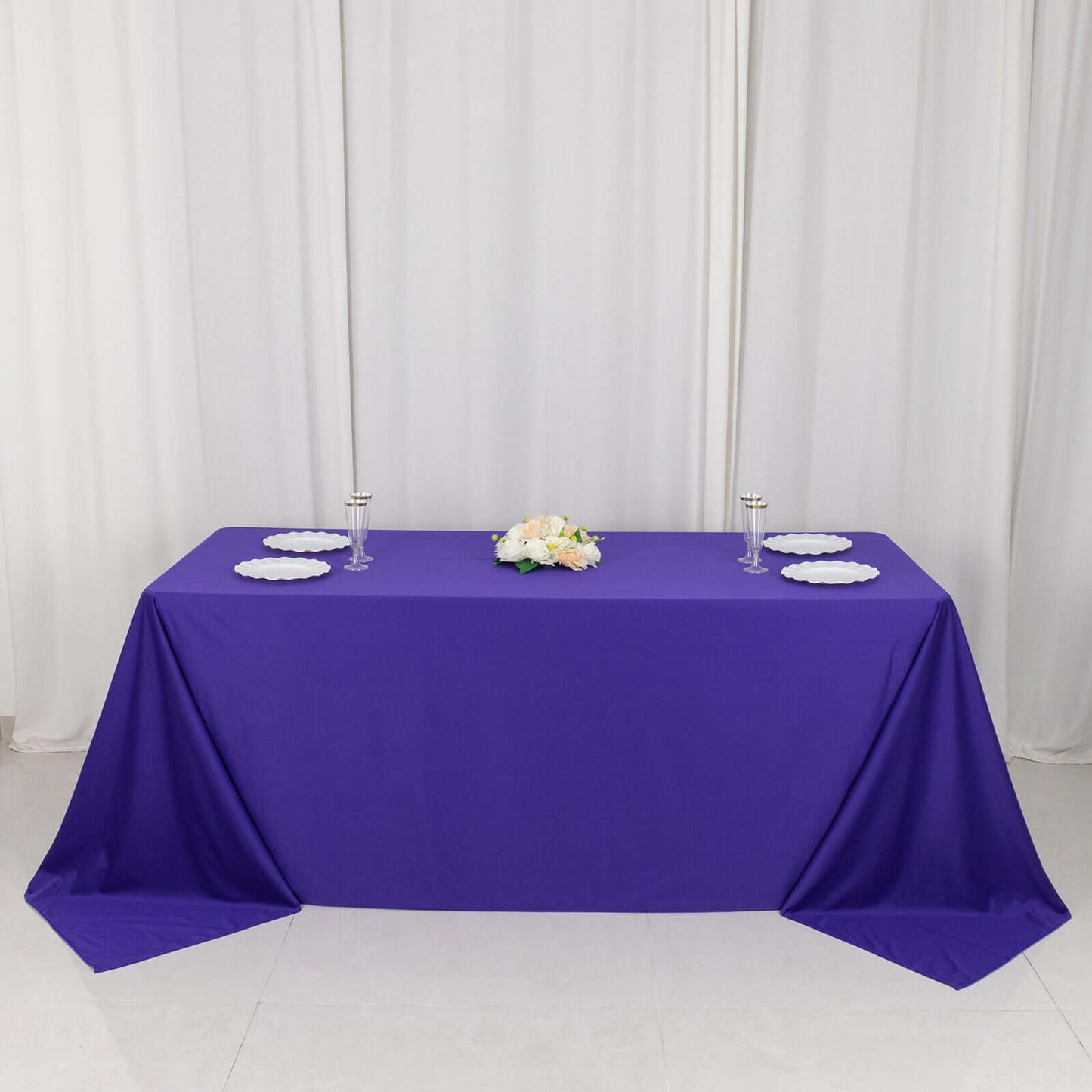 Scuba Rectangular 90"x132" Tablecloth Purple - Wrinkle Free, Stain Resistant & Seamless Table Cover