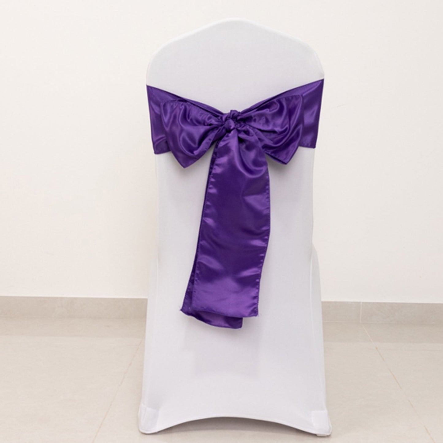 5 Pack Lamour Satin 6"x106" Chair Sashes Purple - Stylish Reusable Decorative Bows