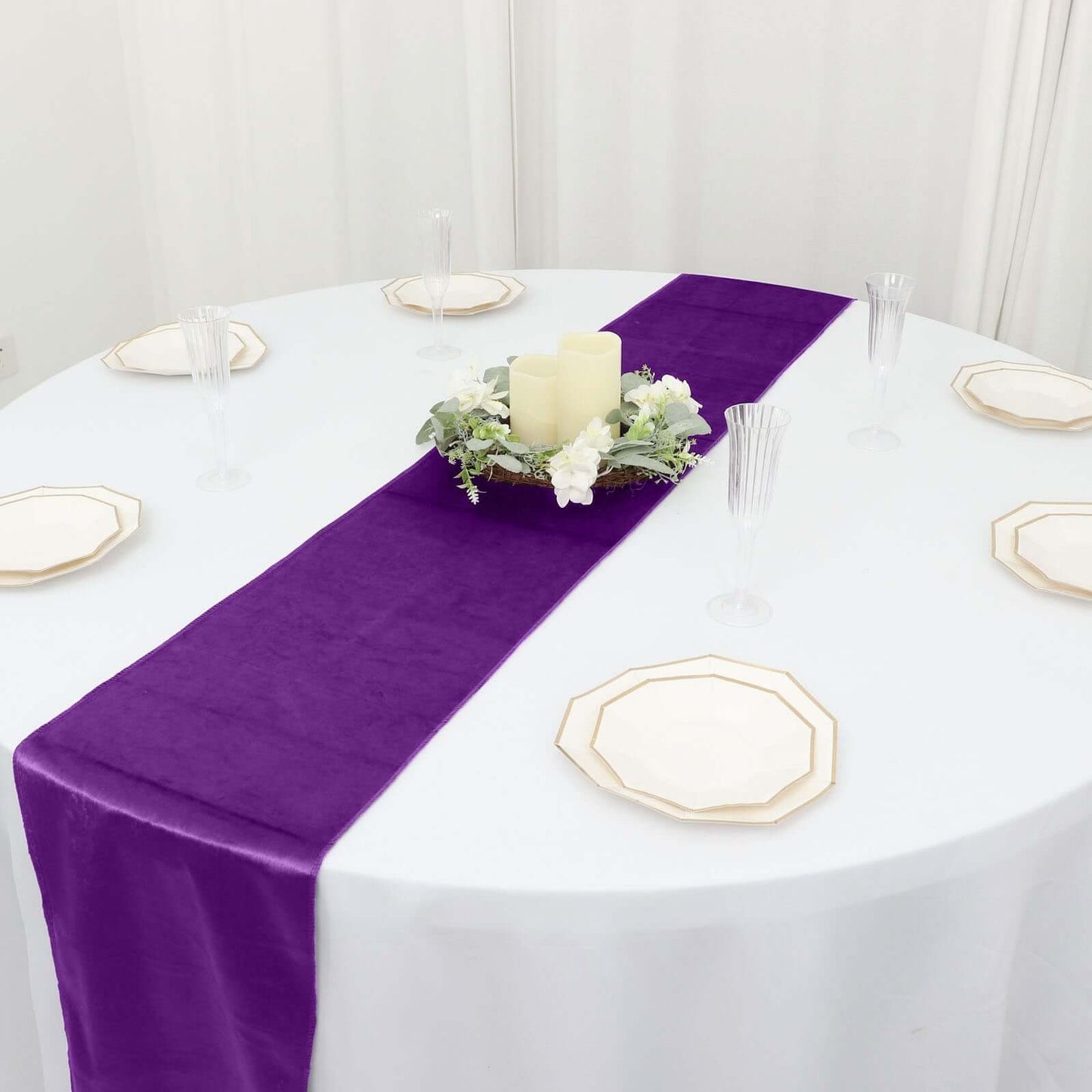 Premium Velvet 12"x108" Table Runner Purple - Sheen Finish Reusable Table Decor