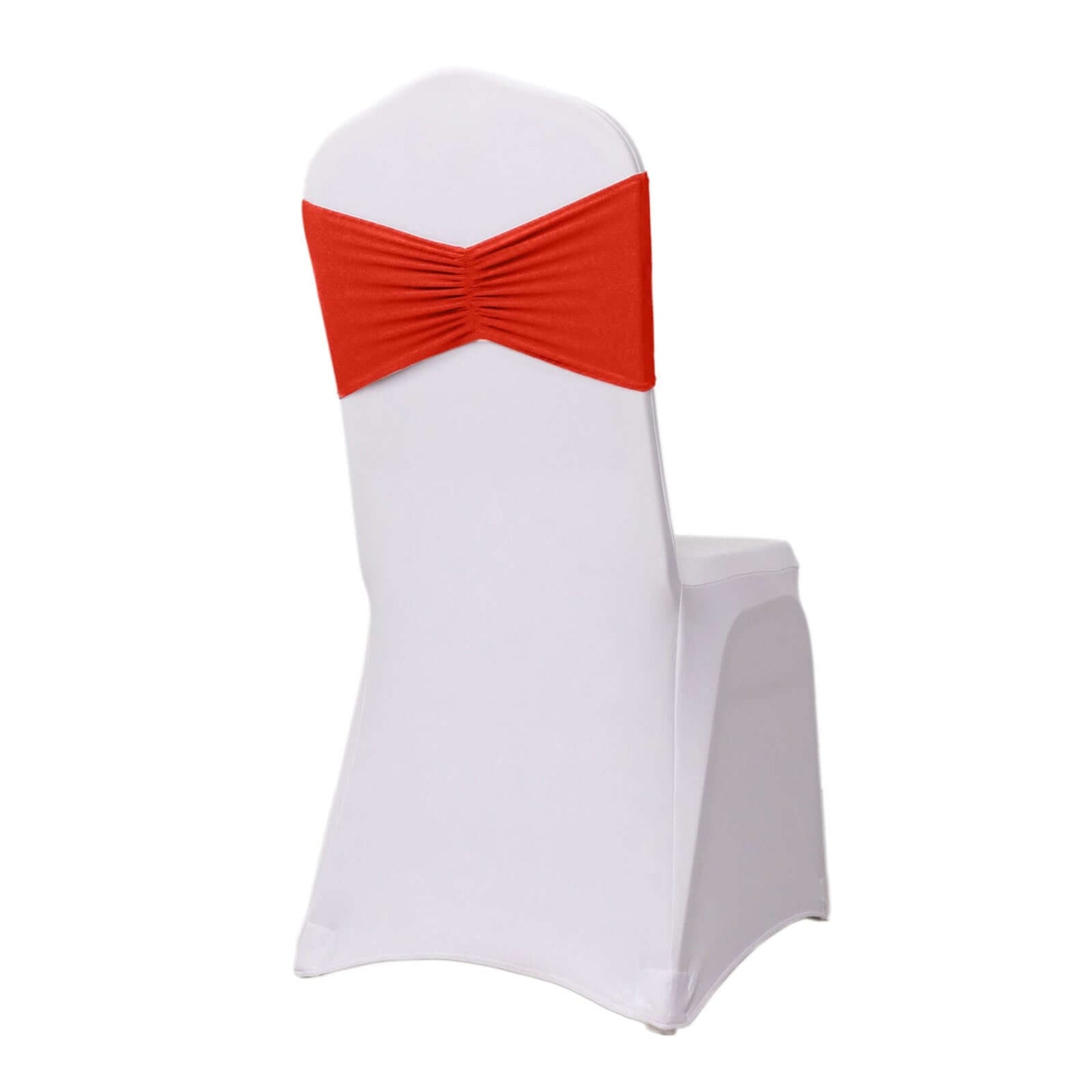 5 Pack Spandex Chair Sashes Red Ruffled Style - Wide Easy to Use Stretch Chair Bands 8"x13"