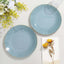 10-Pack Plastic 8" Round Dessert Plates in Dusty Blue with Gold Rim - Glossy Disposable Appetizer Salad Plates