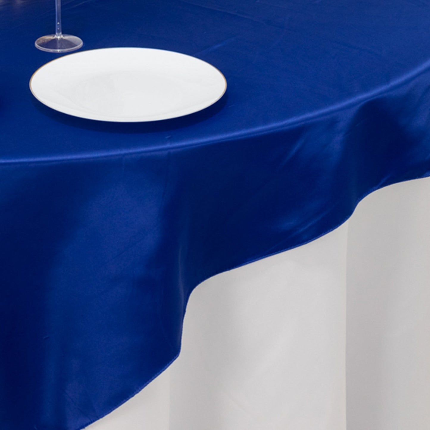 Lamour Satin 72"x72" Table Overlay Square Tablecloth Royal Blue - Smooth Finish Table Topper