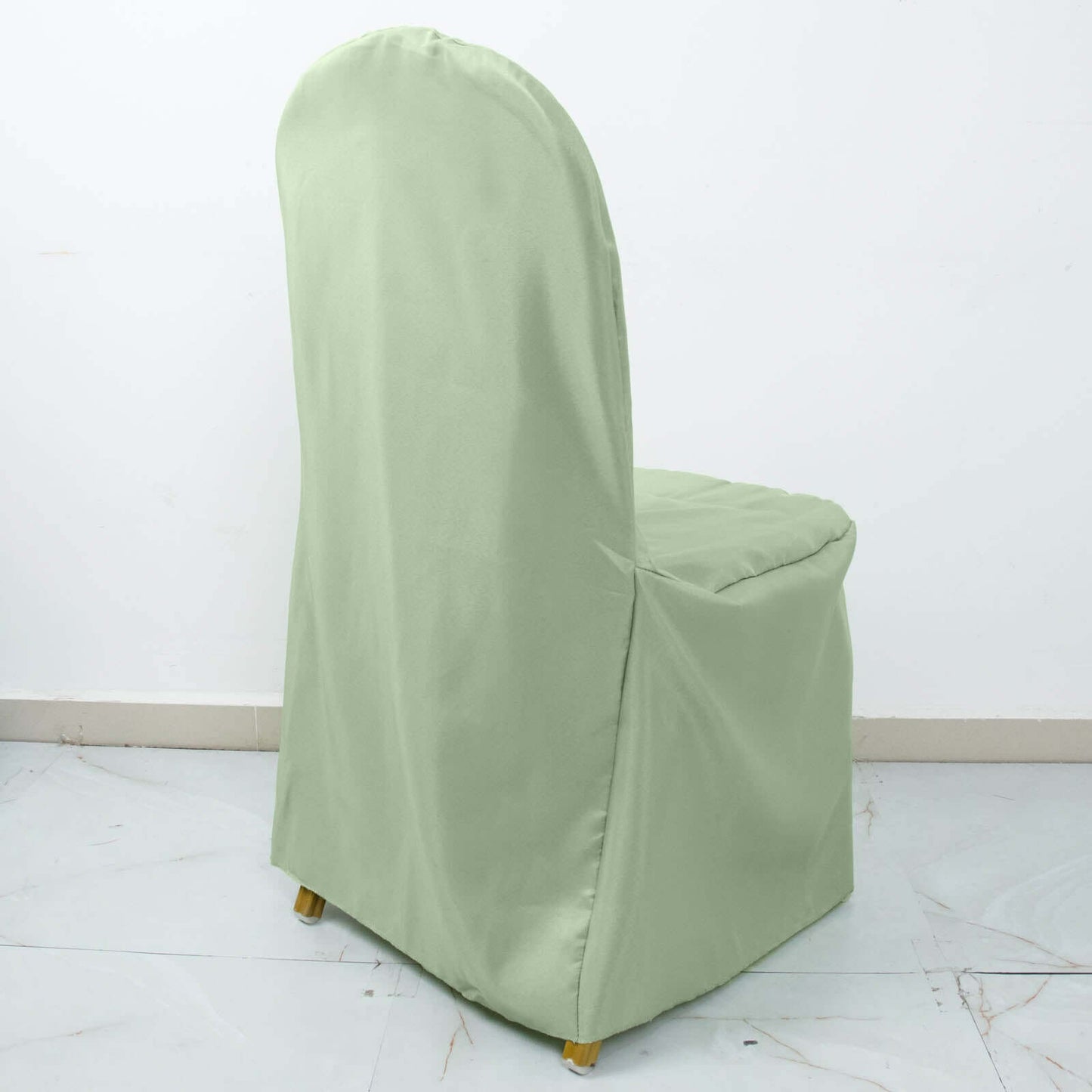 Polyester Slip On Banquet Chair Covers Sage Green - Stain-Resistant Reusable Durable Fabric