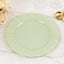10-Pack Plastic 11" Round Dinner Plates in Sage Green Ruffled Rim with Gold Edging - Sturdy Disposable Dinnerware