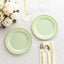 10-Pack Sage Green Plastic Dessert Plates â€“ 8" Round with Gold Beaded Rim, Disposable for Parties & Events