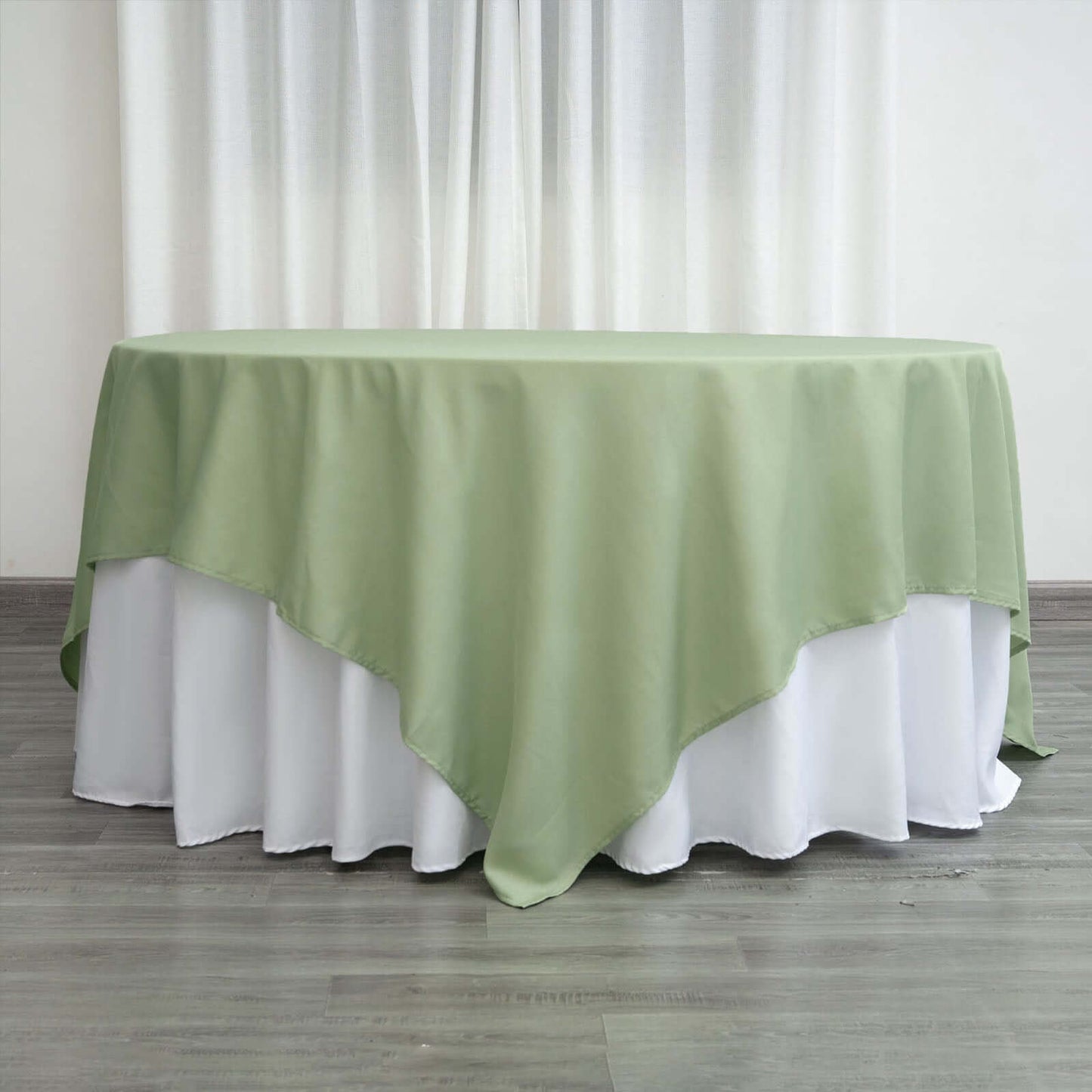 Polyester 90"x90" Table Overlay Square Tablecloth Sage Green - Wrinkle-Resistant & Durable Table Cover