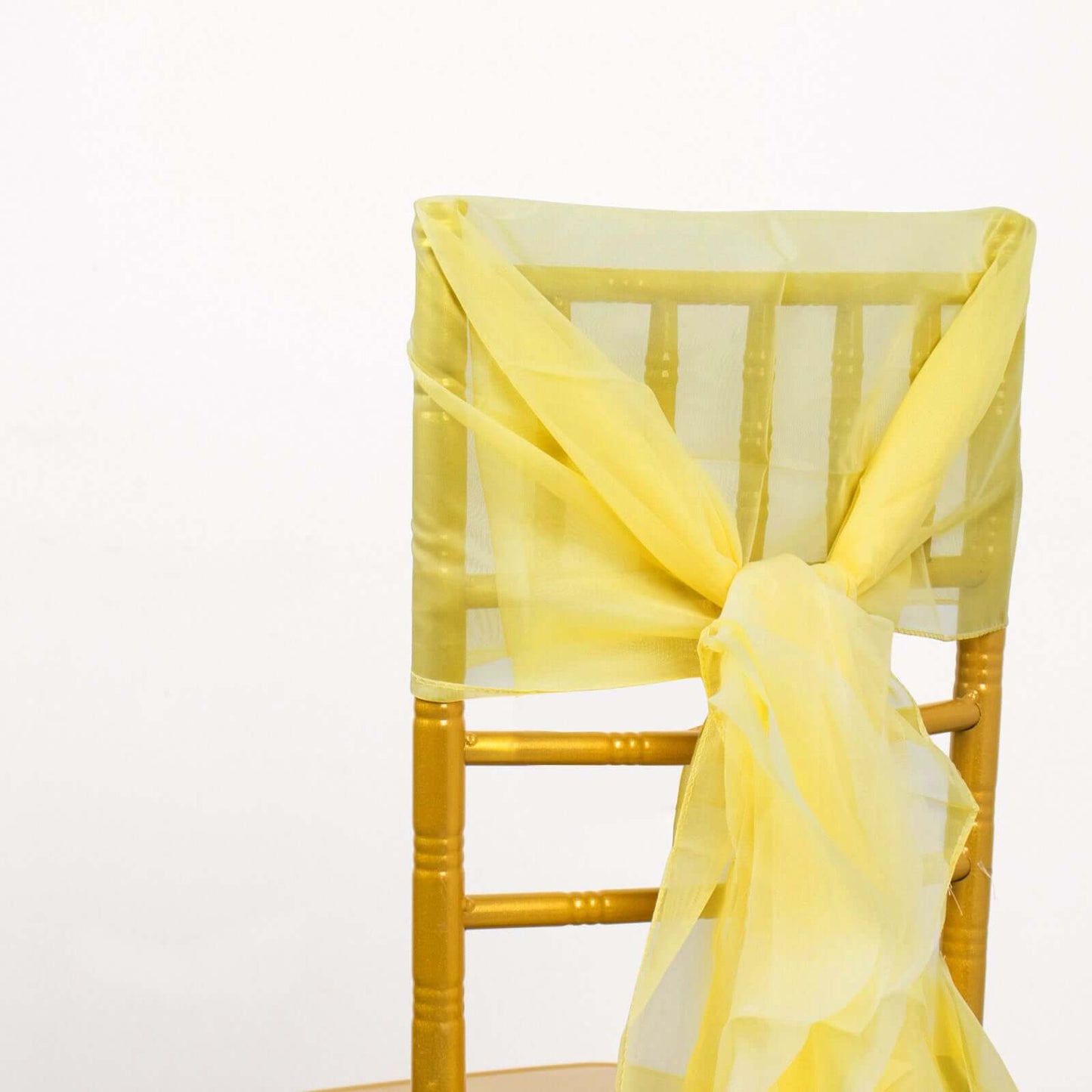 Chiffon Chair Sash with Curly Design Yellow - Stylish Chair Decorations