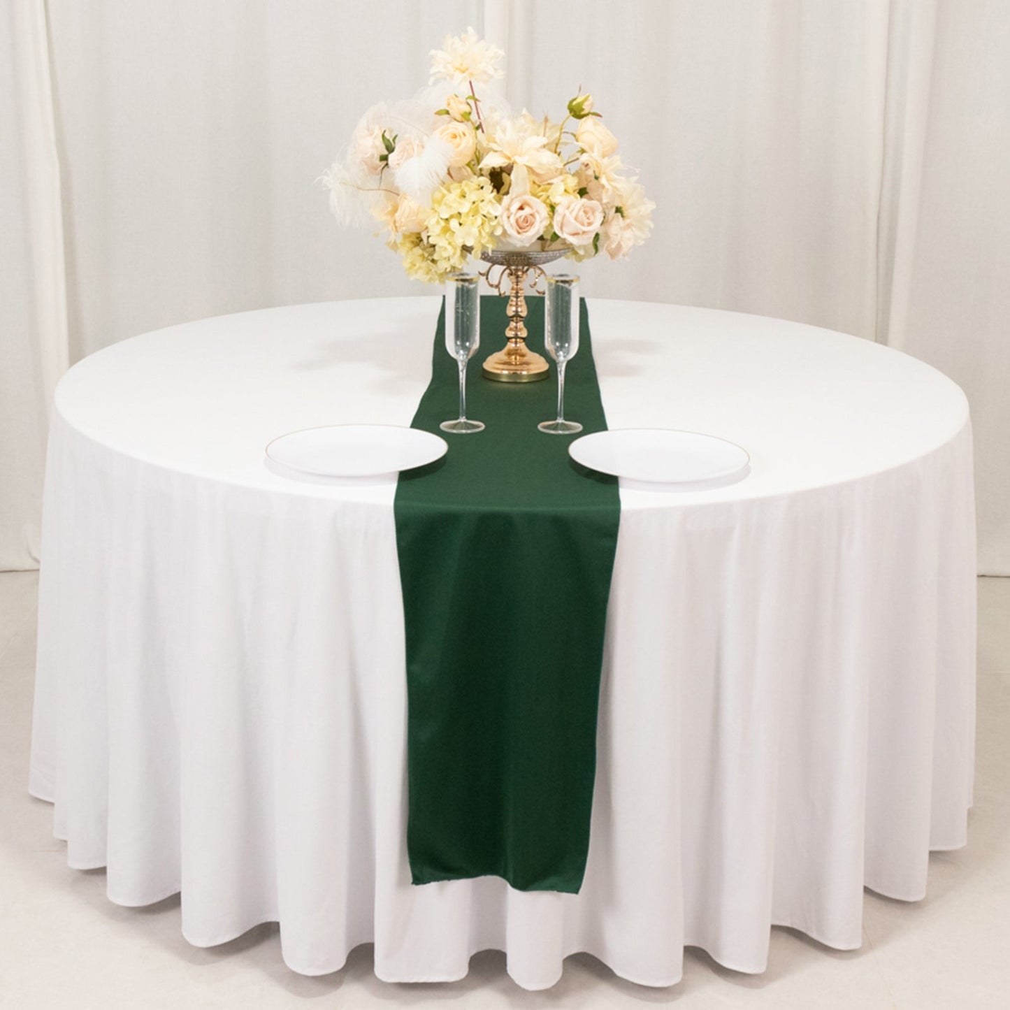Scuba Polyester 12"x108" Table Runner Hunter Emerald Green - Wrinkle-Free Table Linen