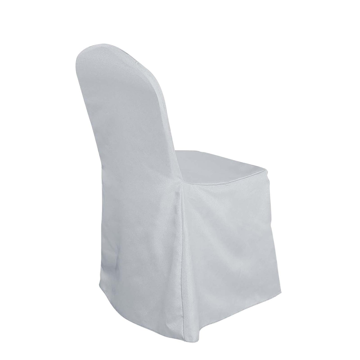 Polyester Slip On Banquet Chair Covers Silver - Stain-Resistant Reusable Durable Fabric