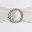 5 Pack Stretch Spandex Chair Sashes Silver - Reusable Chair Bands with Silver Diamond Ring Slide Buckle 5"x14"
