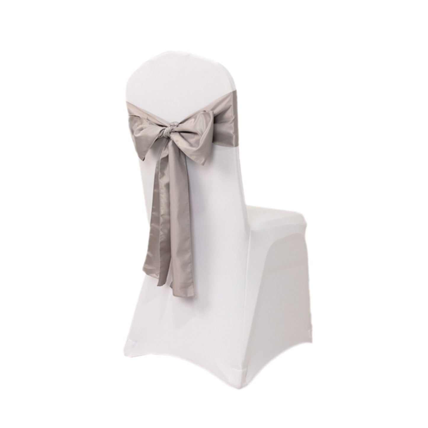 5 Pack Lamour Satin 6"x106" Chair Sashes Silver - Stylish Reusable Decorative Bows