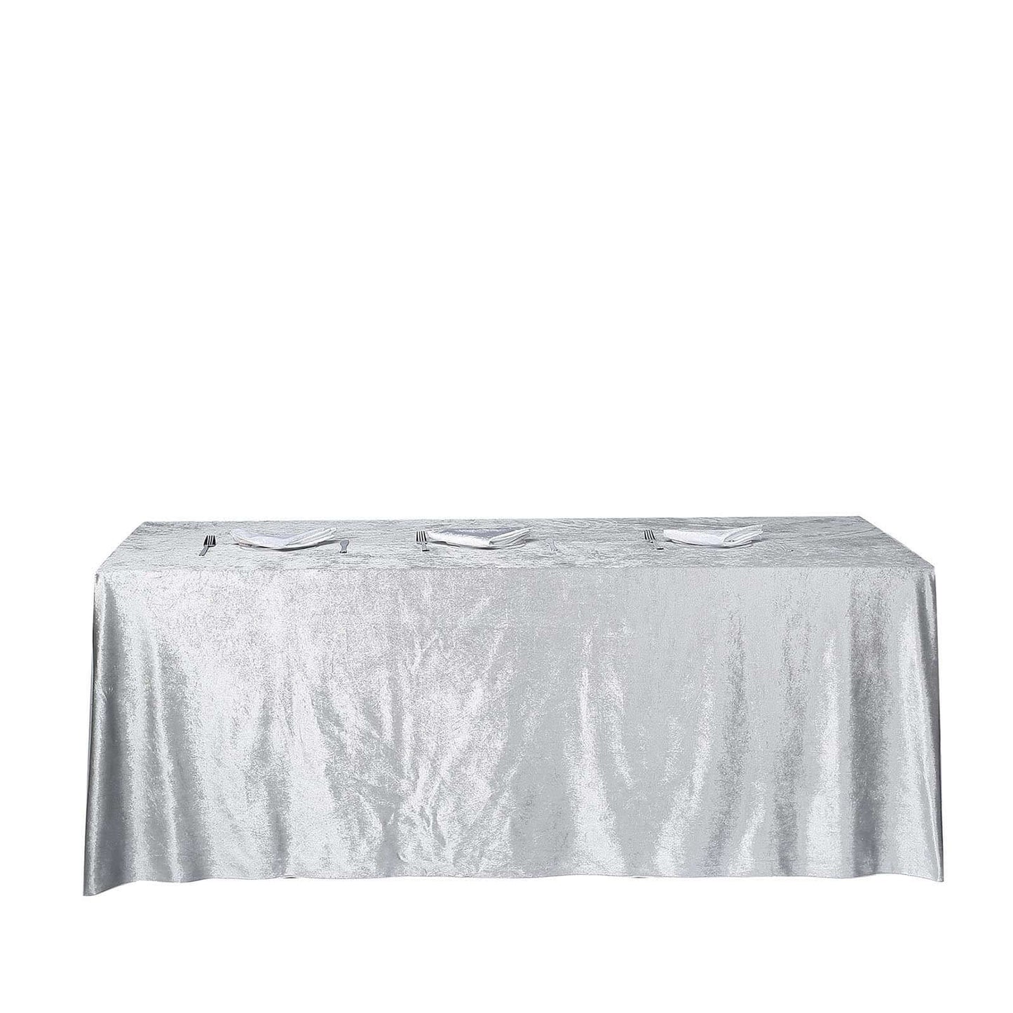 Premium Velvet 90"x156" Rectangle Tablecloth Silver - Reusable Soft & Seamless Table Cover