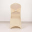 Spandex Chair Cover with Silver Rhinestone Buckled Sash Band Beige - Stretch Fitted Slipcover
