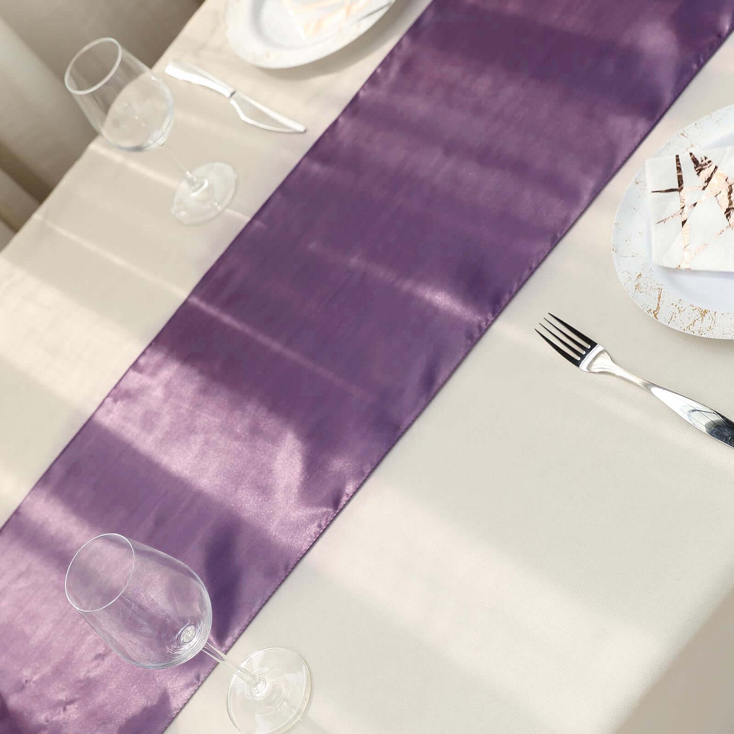 Satin 12"x108" Table Runner Violet Amethyst - Stylish Table Linen