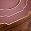 10-Pack Plastic Dinner Plates in Cinnamon Rose Baroque Design with Scalloped Gold Rim - Heavy Duty Disposable Party Plates 11"