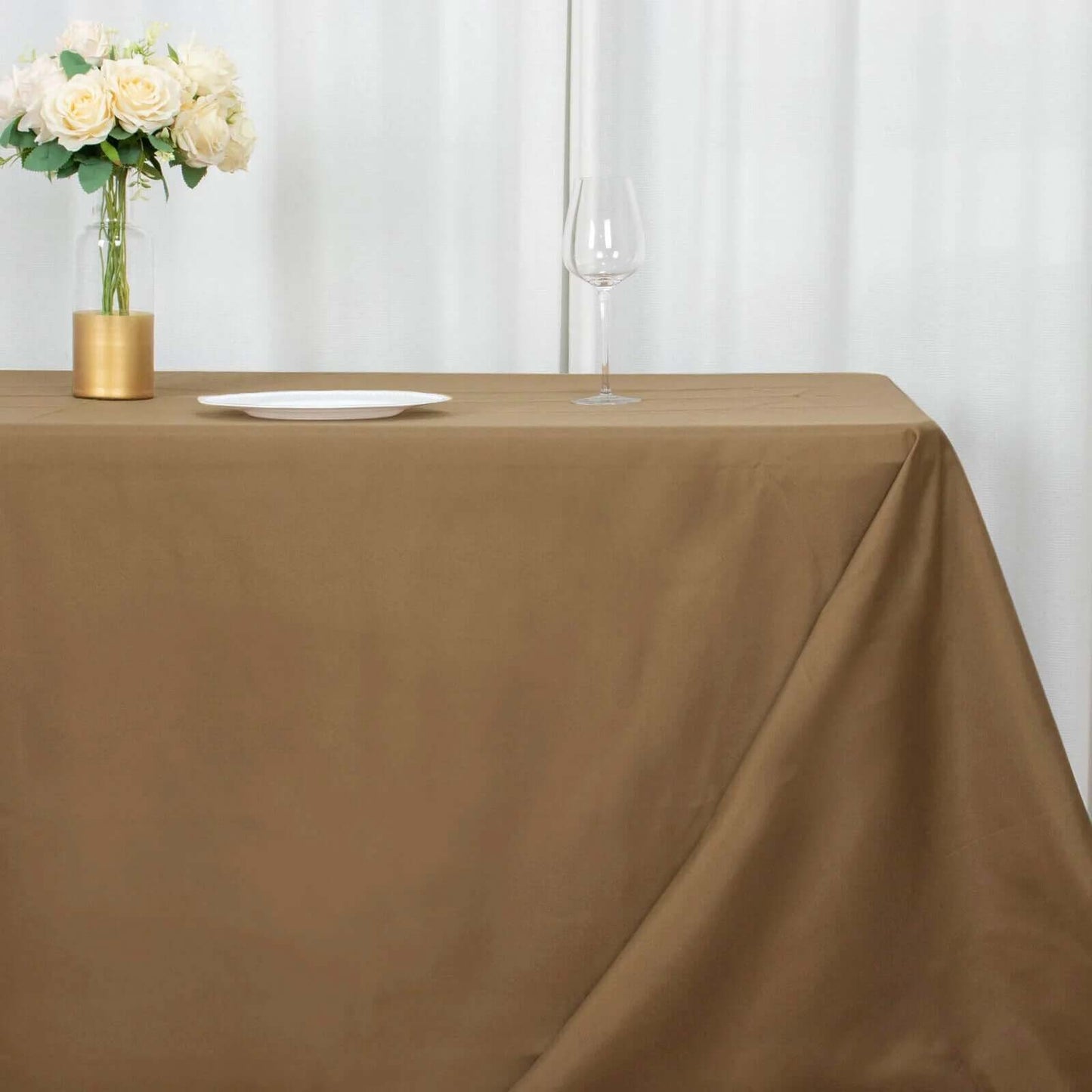 Polyester 90"x156" Rectangle Tablecloth Taupe - Seamless Wrinkle-Resistant Table Cover