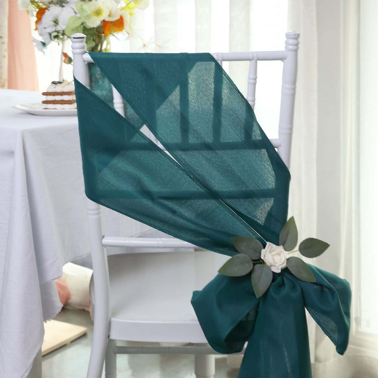 5 Pack Polyester Chair Sashes Peacock Teal 6"x108"