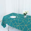 Polyester 60"x102" Rectangle Tablecloth Teal with Gold Foil Geometric Pattern - Wrinkle-Resistant & Durable Table Cover