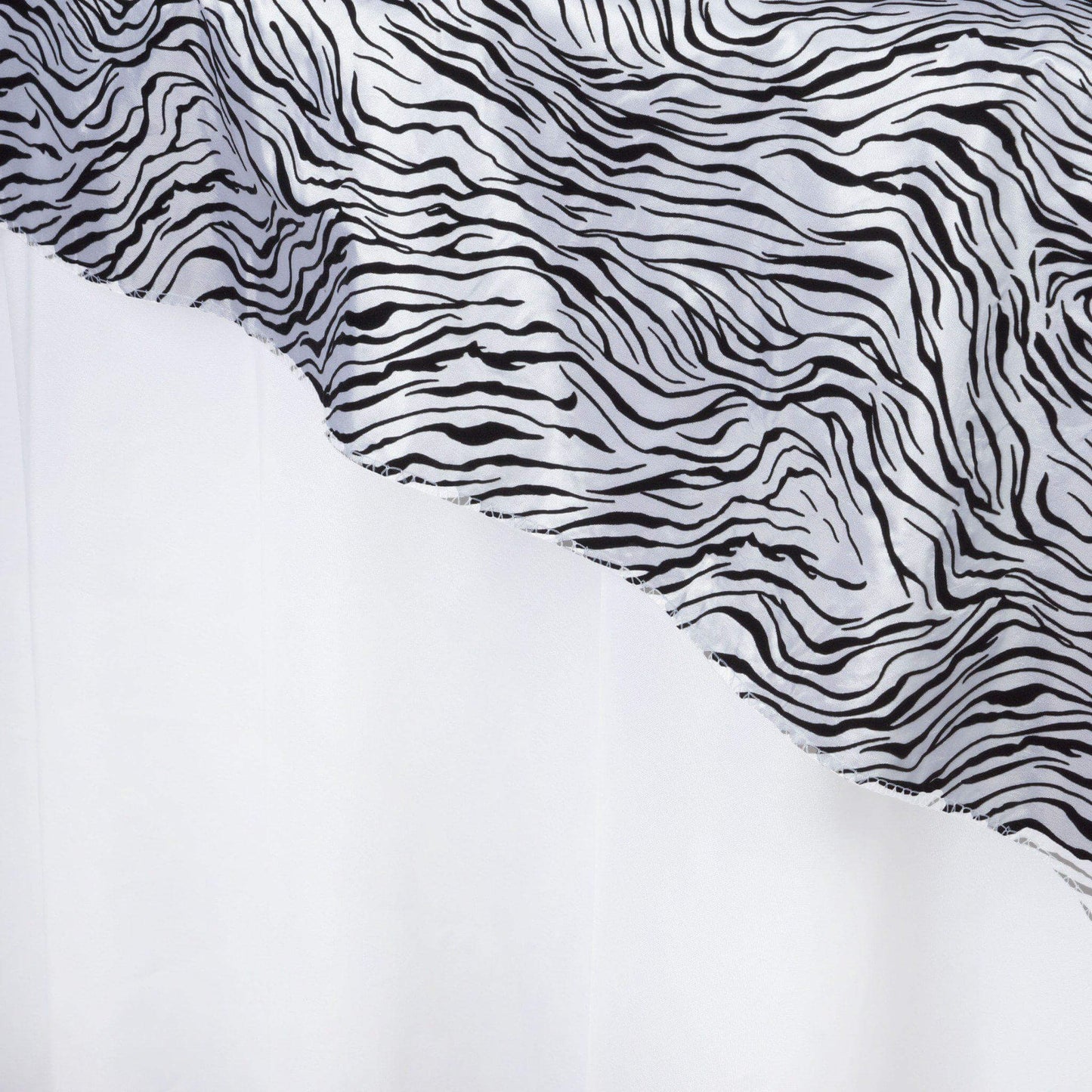 Taffeta 72"x72" Table Overlay Black and White -Tiger Print Design for Jungle Theme Parties