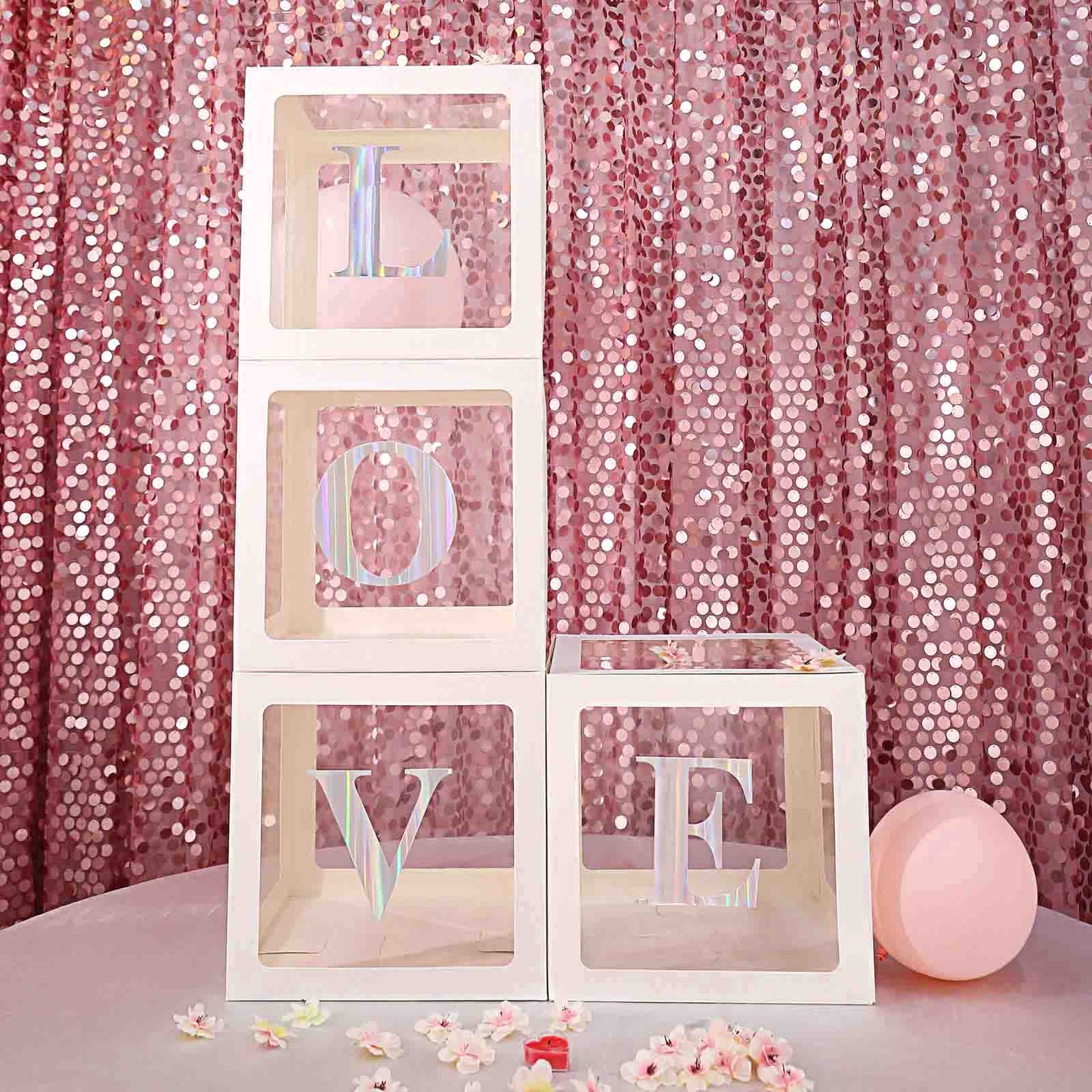 2 Pack 12" White Clear Baby Shower Party Decoration Boxes, Transparent DIY Balloon Boxes