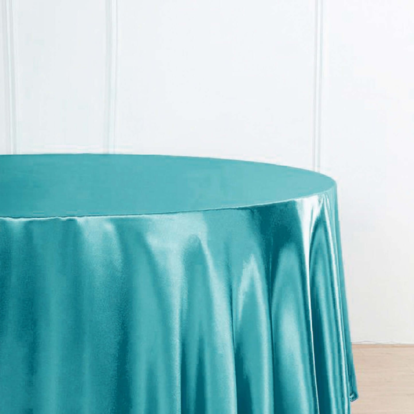 Satin 120" Round Tablecloth Turquoise - Stylish Seamless Table Cover