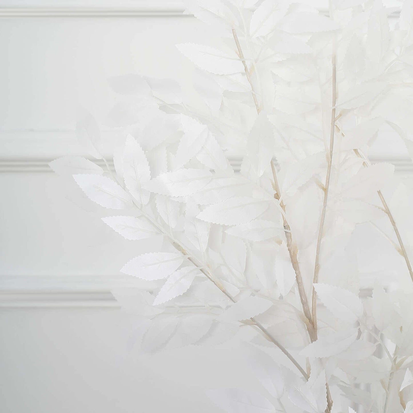 2 Bushes 42" Tall White Artificial Silk Beech Leaf Branches, Faux Plant Stem Vase Fillers