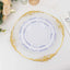 10-Pack Plastic 10" Round Dinner Plates in White with Blue Vintage Embossed Rim - Sturdy Disposable Scalloped Edge Party Plates