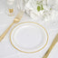 10-Pack Plastic Dessert Plates White with TrÃ¨s Chic Gold Rim - Disposable Plates for Appetizers 6"