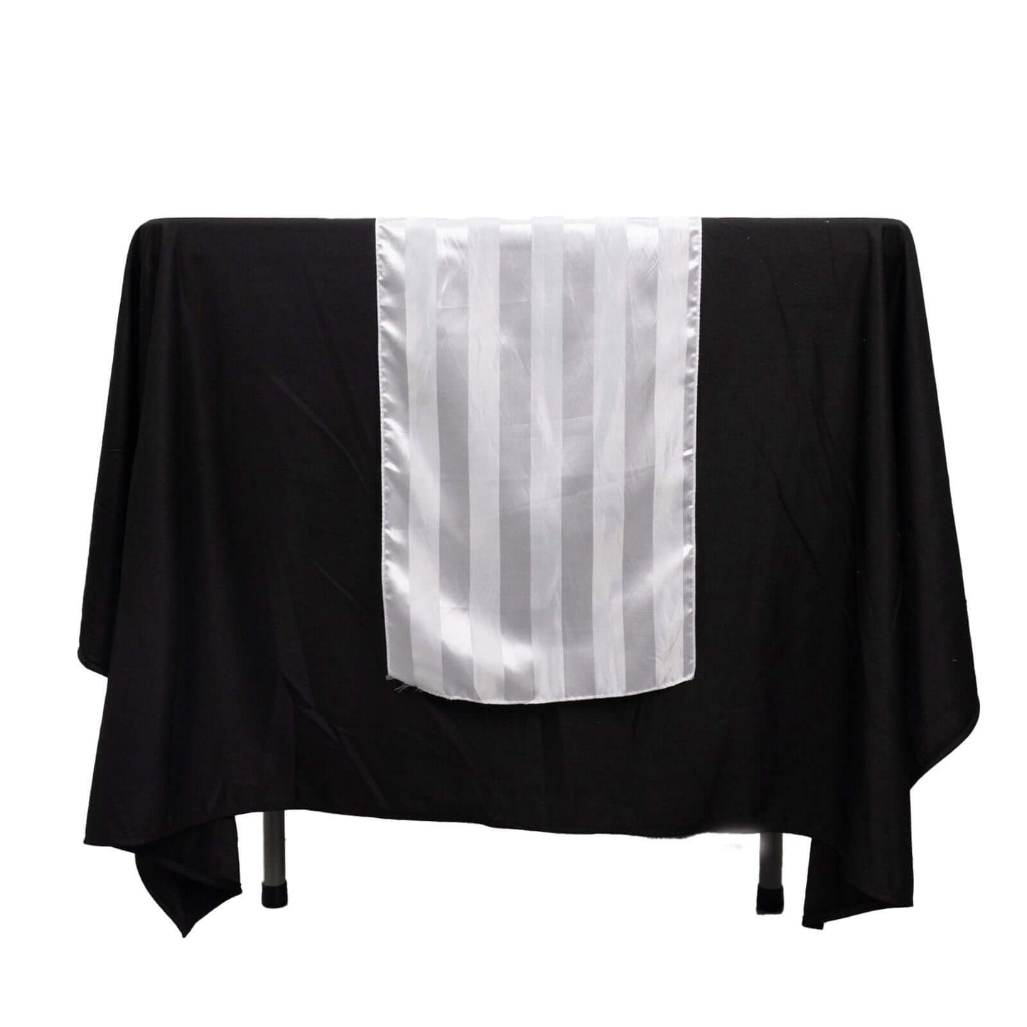 Satin 12"x108" Table Runner White - Stripe Classic Wedding & Event Table Decor